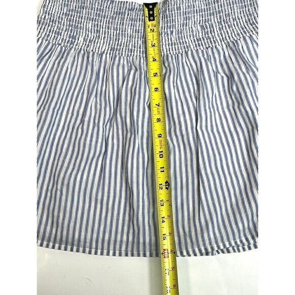 Swildens White Blue Striped A Line Skirt Size 38 Medium Elastic Waist Pocket - Picture 9 of 11
